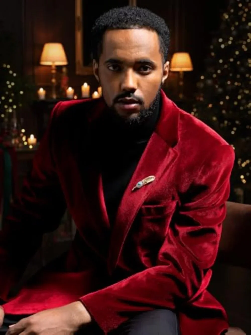 Slim Fit Velvet Blazer for Men One Button Tuxedo Jacket Prom Wedding Dinner - Picture 3 of 7